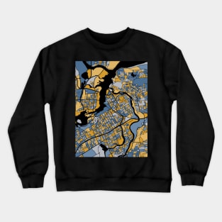 Ottawa Map Pattern in Blue & Gold Crewneck Sweatshirt